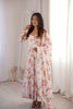 Fancy Off-White Floral Printed Georgette Anarkali Suit with Dupatta for Wedding