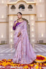 Lavender Silk Blend Saree with Embroidered Border Designer Blouse