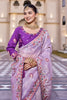 Lavender Silk Blend Saree with Embroidered Border Designer Blouse