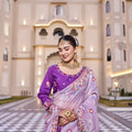 Lavender Silk Blend Saree with Embroidered Border Designer Blouse