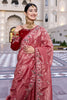 Peach Pink Embroidered Silk Blend Saree with Designer Border