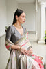 Cream Floral Cherry Print Soft Silk Saree with Designer Grey Border