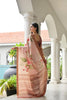 Peach Floral Printed Soft Silk Saree with Designer Woven Border