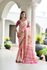 Pink Floral Printed Soft Silk Saree with Designer Woven Border 