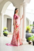 Pink Floral Printed Soft Silk Saree with Designer Woven Border