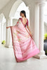 Pink Floral Printed Soft Silk Saree with Designer Woven Border