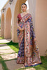 Royal Blue Red Paithani Silk Saree Multicolor Floral Weaving Saree 