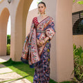 Royal Blue Red Paithani Silk Saree Multicolor Floral Weaving Saree