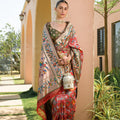 Red Gold Paithani Silk Saree Multicolor Bird and Floral Weaving Saree