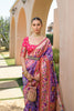 Purple Pink Paithani Silk Saree Peacock Floral Motifs Rich Zari Border