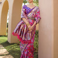 Rani Pink Purple Paithani Silk Saree Peacock Floral Motifs Rich Zari Border