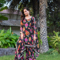 Elegant Black Floral Printed Georgette Salwar Suit with Dupatta for Festival