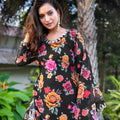 Elegant Black Floral Printed Georgette Salwar Suit with Dupatta for Festival