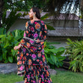 Elegant Black Floral Printed Georgette Salwar Suit with Dupatta for Festival