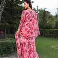 Lovely Pink Floral Printed Georgette Salwar Suit with Dupatta for Festive Wear