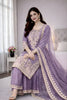 Amazing Lavender Embroidered GMY Silk Salwar Suit with Dupatta for Wedding