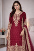 Royal Maroon Embroidered GMY Silk Salwar Suit with Dupatta for Wedding