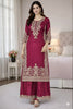 Gorgeous Rani Pink Embroidered GMY Silk Salwar Suit with Dupatta for Wedding