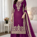 Premium Purple Embroidered GMY Silk Salwar Suit with Dupatta for Wedding