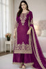 Premium Purple Embroidered GMY Silk Salwar Suit with Dupatta for Wedding