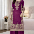 Premium Purple Embroidered GMY Silk Salwar Suit with Dupatta for Wedding