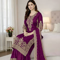 Premium Purple Embroidered GMY Silk Salwar Suit with Dupatta for Wedding