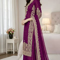 Premium Purple Embroidered GMY Silk Salwar Suit with Dupatta for Wedding