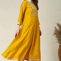 Elegant Mustard Yellow Embroidered Vichitra Silk Readymade Salwar Suit with Dupatta