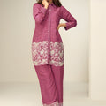 Stylish Pink Chinon Co-Ord Set with Embroidery for Party