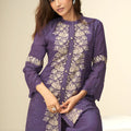 Pretty Purple Chinon Co-Ord Set with Embroidery for Party