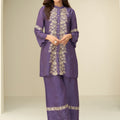 Pretty Purple Chinon Co-Ord Set with Embroidery for Party