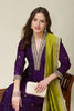 Awesome Purple Embroidered Vichitra Silk Salwar Suit with Green Dupatta for Wedding