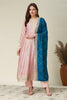 Stunning Pink Embroidered Vichitra Silk Salwar Suit with Teal Blue Dupatta for Wedding