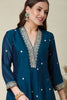 Gorgeous Teal Blue Embroidered Vichitra Silk Salwar Suit with Dupatta for Wedding