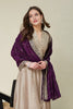 Royal Beige Embroidered Vichitra Silk Salwar Suit with Purple Dupatta for Wedding