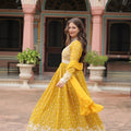 Stunning Yellow Embroidered Faux Georgette Anarkali Salwar Suit with Dupatta for Wedding