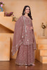 Elegant Mauve Embroidered Faux Georgette Palazzo Suit with Dupatta for Wedding