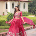Lovely Pink Gold Crush Floral Embroidered Lehenga Choli with Dupatta for Wedding