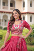 Lovely Pink Gold Crush Floral Embroidered Lehenga Choli with Dupatta for Wedding
