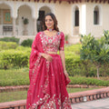 Lovely Pink Gold Crush Floral Embroidered Lehenga Choli with Dupatta for Wedding