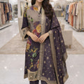 Elegant Purple Floral Printed Silk Salwar Suit with Jacquard Dupatta for Festive Wear