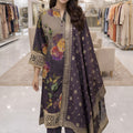 Elegant Purple Floral Printed Silk Salwar Suit with Jacquard Dupatta for Festive Wear