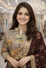 Superb Brown Floral Printed Silk Salwar Suit with Jacquard Dupatta for Festive Wear