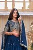 Superb Navy Blue Embroidered Vichitra Silk Lehenga Choli Set with Dupatta for Wedding