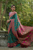 Teal Green Magenta Kashmiri Weave Silk Saree Floral Paisley Design