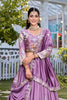 Elegant Lavender Embroidered Vichitra Silk Lehenga Choli Set with Dupatta for Wedding