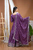 Unique Purple Natural Crepe Heavy Embroidered Salwar Suit with Dupatta