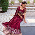Royal Maroon Heavy Embroidered Vichitra Silk Lehenga Choli with Dupatta for Wedding