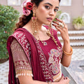 Royal Maroon Heavy Embroidered Vichitra Silk Lehenga Choli with Dupatta for Wedding