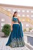 Designer Teal Green Heavy Embroidered Vichitra Silk Lehenga Choli with Dupatta for Wedding